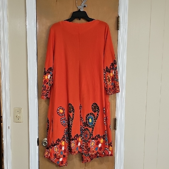 Orange Floral Open Front Cardigan - Picture 11 of 13
